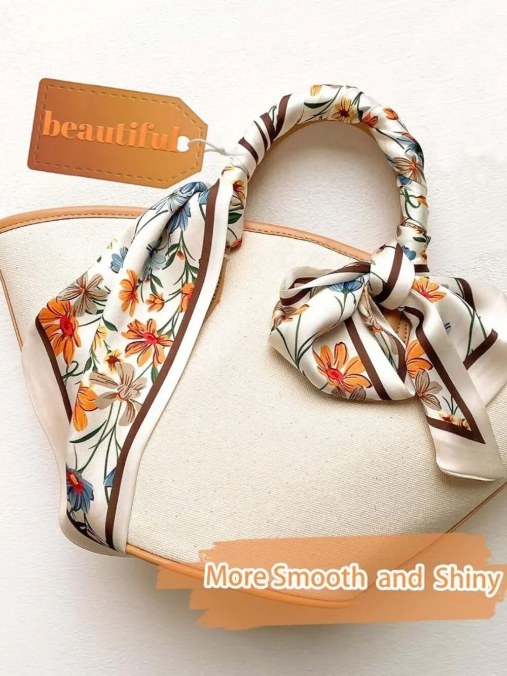 Women's Daisy Rice White Fashion Elegant Oblique Angle Scarves Bag Scarfs
